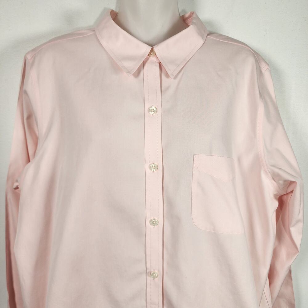 LL Bean Wrinkle-Free Pinpoint Oxford Shirt Large Long-Sleeve Blush Pink Cotton L - Picture 3 of 8